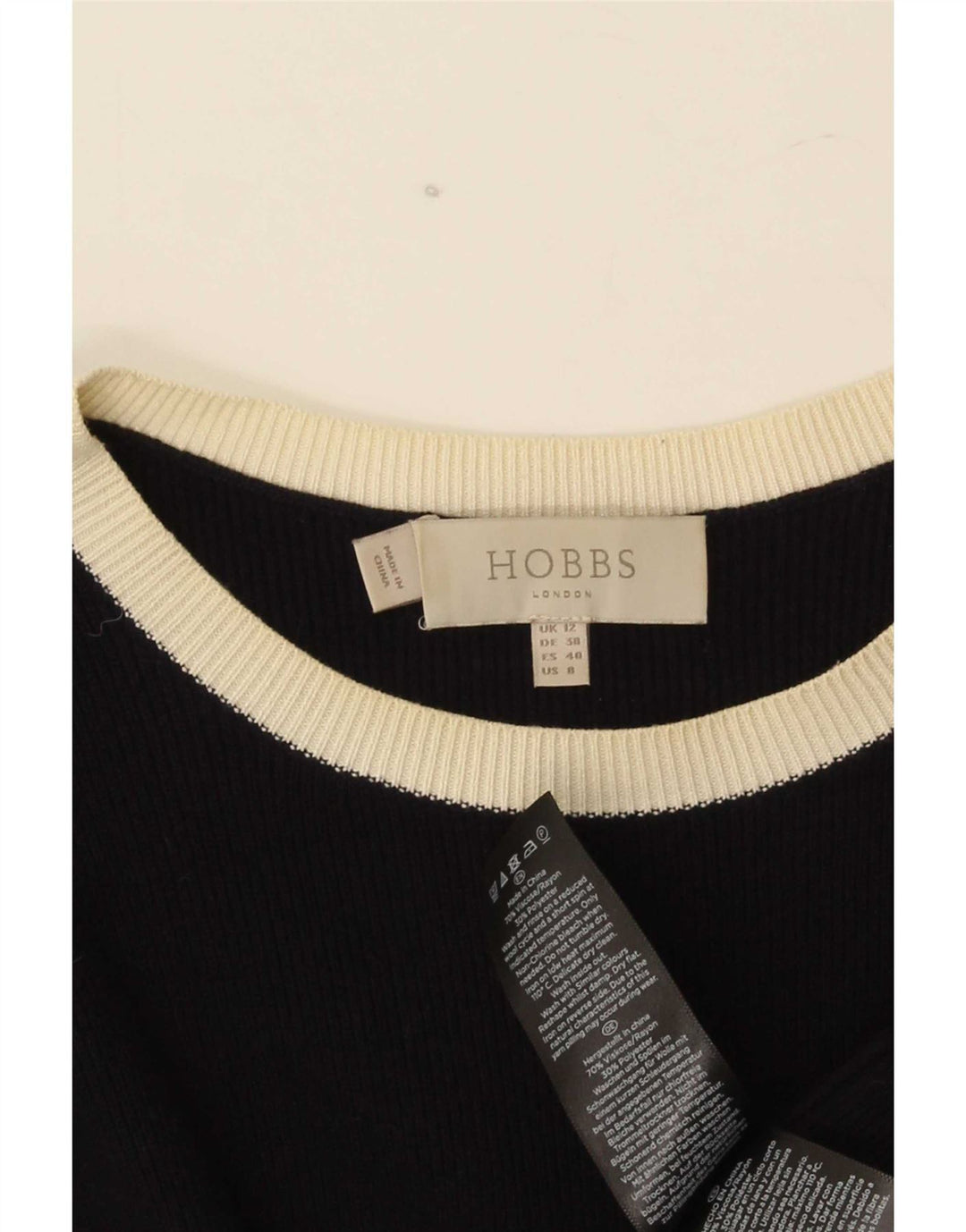 Vestido feminino Hobbs Jumper UK 12 médio azul marinho rayon