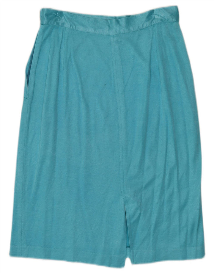 Saia lápis feminina vintage IT 42 médio W26 algodão azul