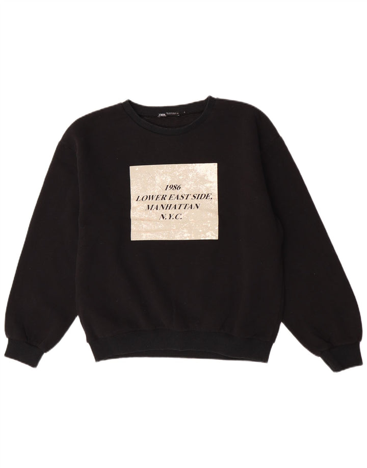Zara moletom gráfico feminino jumper UK 14 médio preto