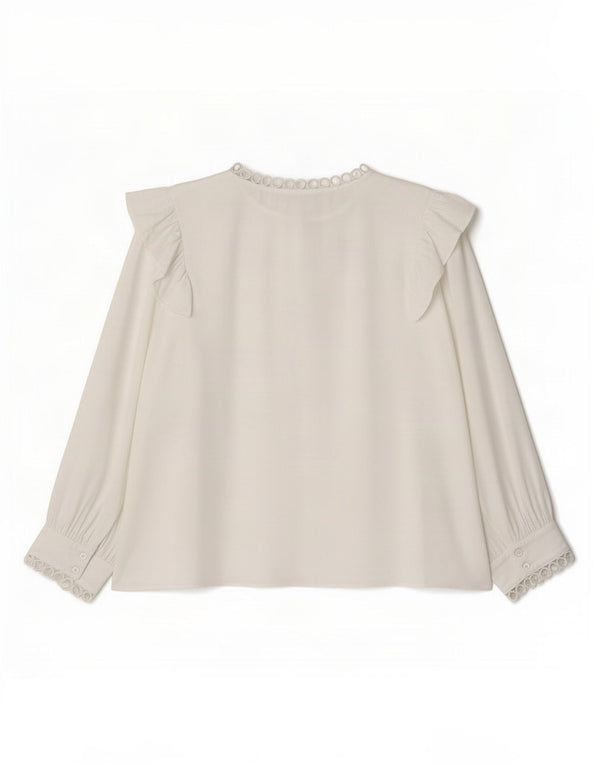 Zara blusa feminina manga 3/4 top UK 16 grande poliéster branco