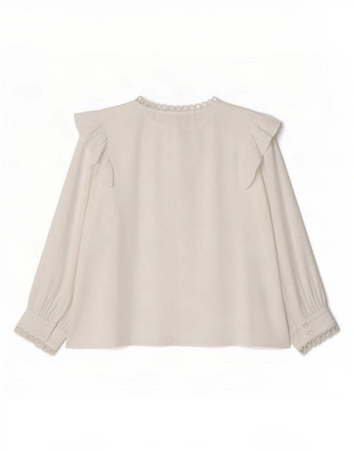 Zara blusa feminina manga 3/4 top UK 16 grande poliéster branco