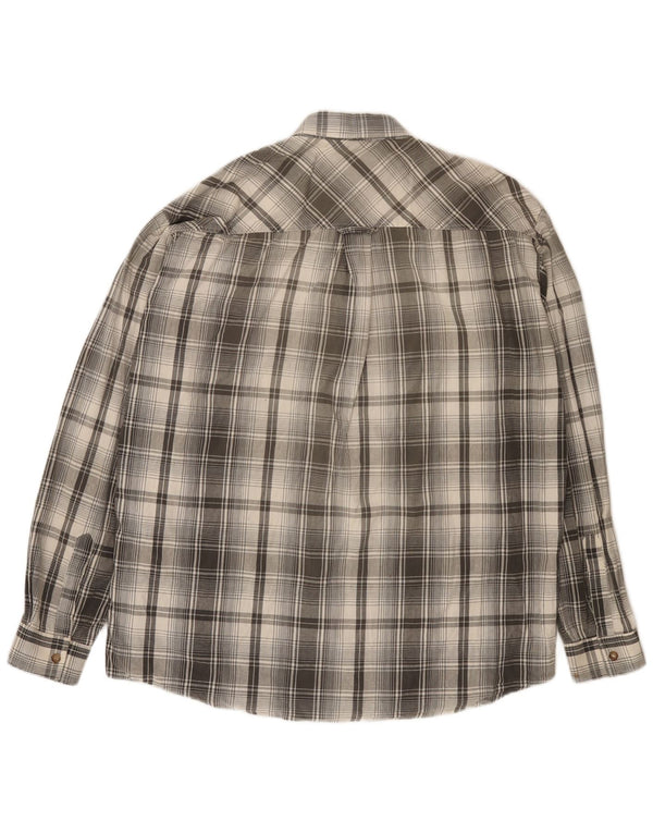 Camisa masculina Marlboro Classics grande algodão xadrez cinza