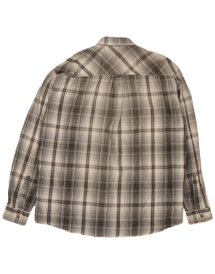 Camisa masculina Marlboro Classics grande algodão xadrez cinza