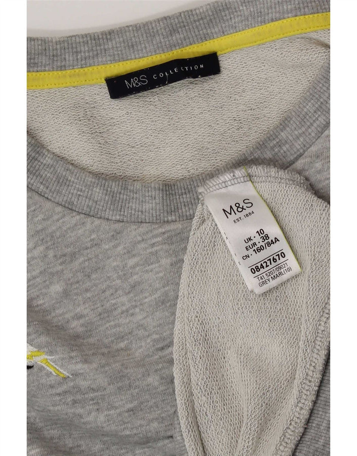 Suéter gráfico feminino Marks & Spencer Reino Unido 10 pequeno cinza poliéster
