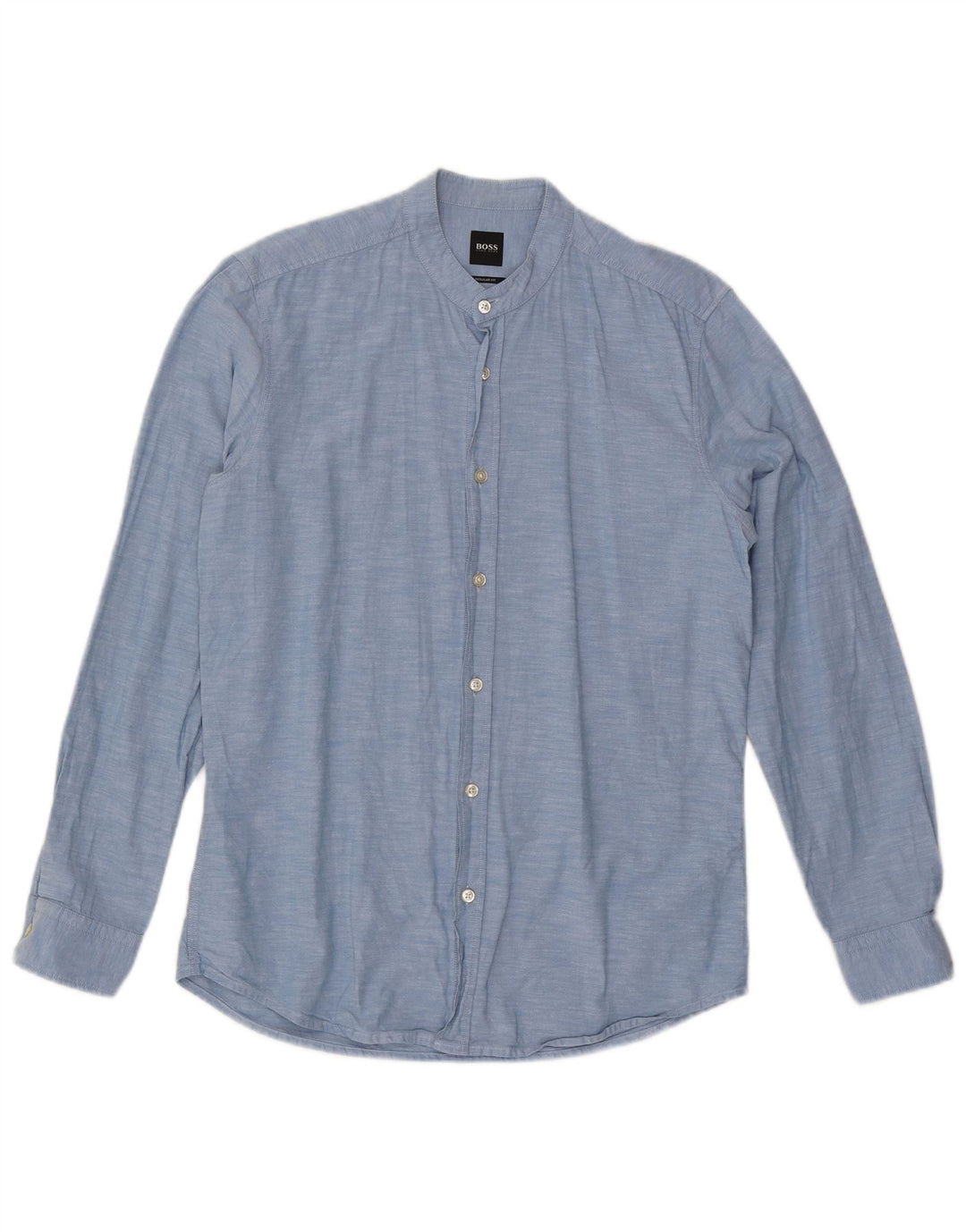 Camisa masculina de ajuste regular HUGO BOSS algodão azul médio