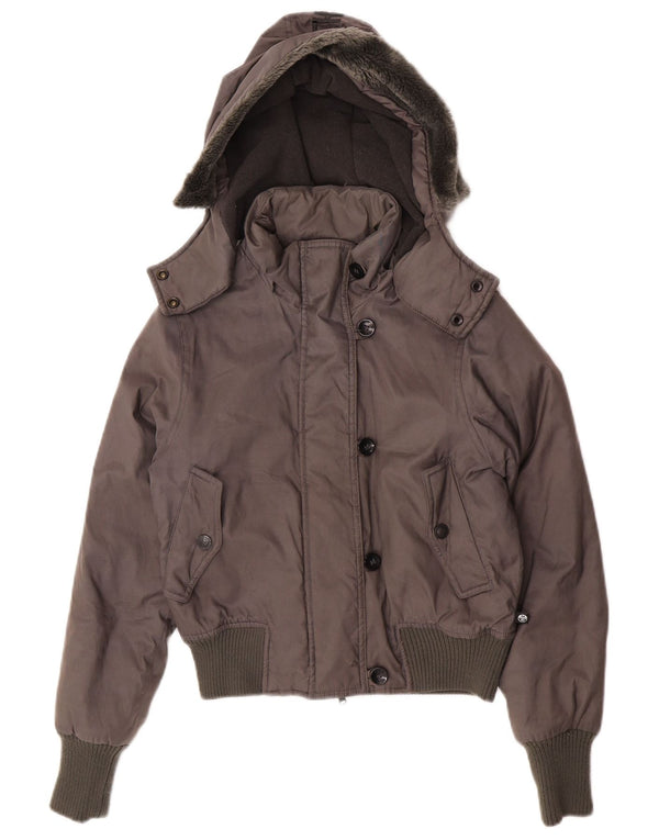 Jaqueta bomber com capuz gráfico oversized feminino North Sails Reino Unido 6 XS cinza