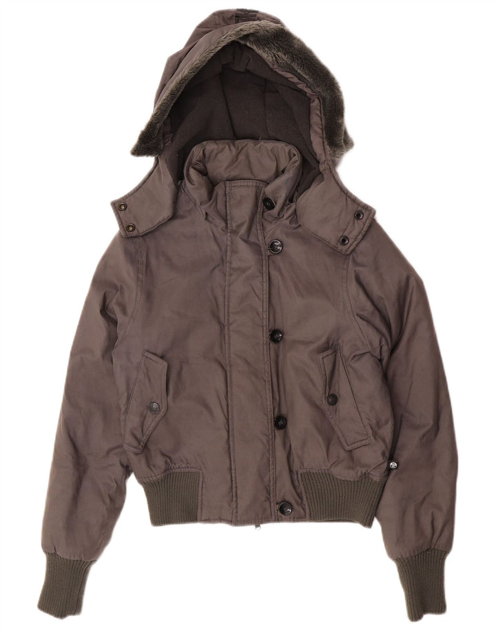 Jaqueta bomber com capuz gráfico oversized feminino North Sails Reino Unido 6 XS cinza