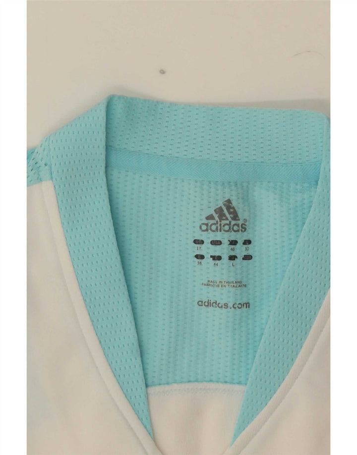 Adidas Womens Crop Vest Top UK 12 Médio Branco Colourblock