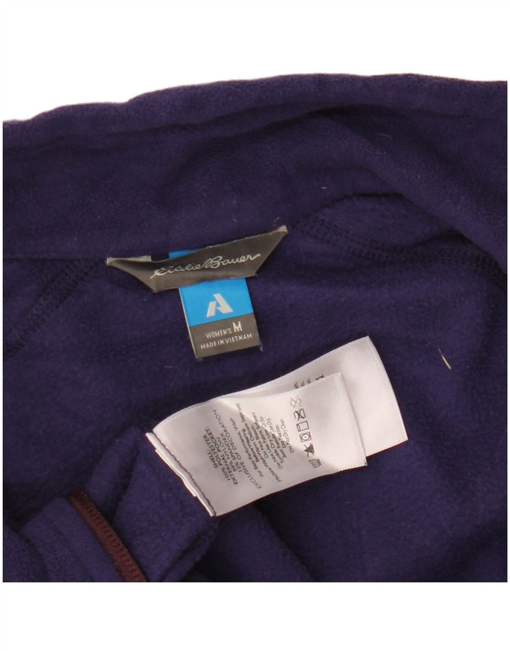 Jaqueta de lã feminina EDDIE BAUER UK 12 poliéster colorblock roxo médio