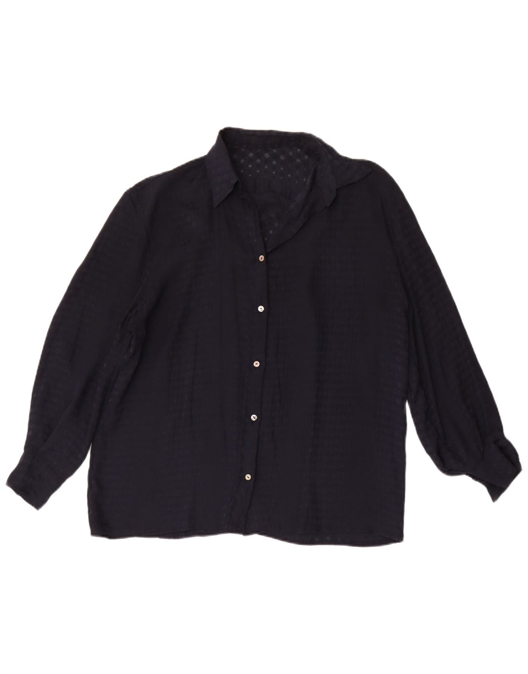 Camisa feminina vintage Reino Unido 16 grande azul marinho manchado