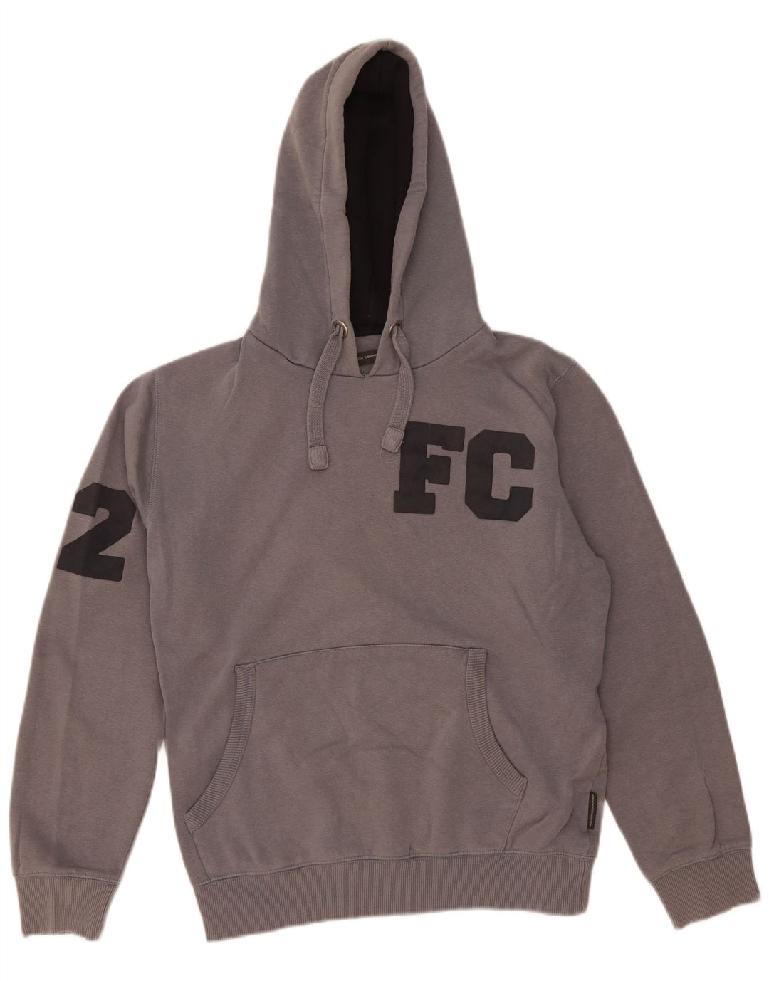 FRENCH CONNECTION Suéter com capuz gráfico masculino grande algodão cinza