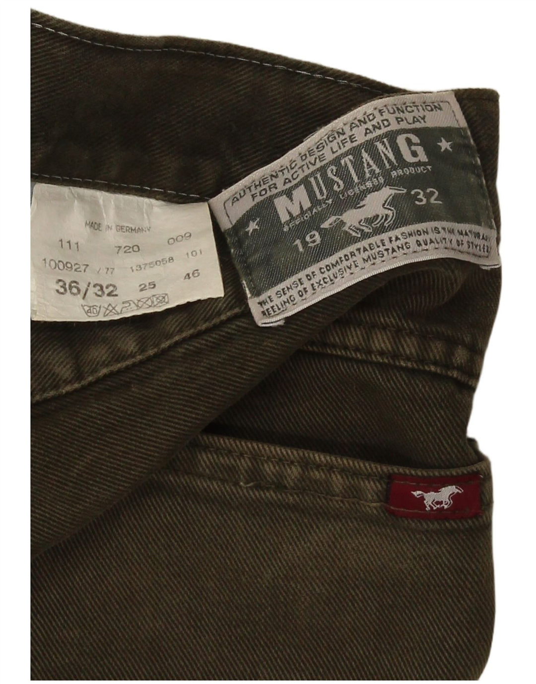 Mustang Mens Straight Jeans W36 L32 Algodão Verde