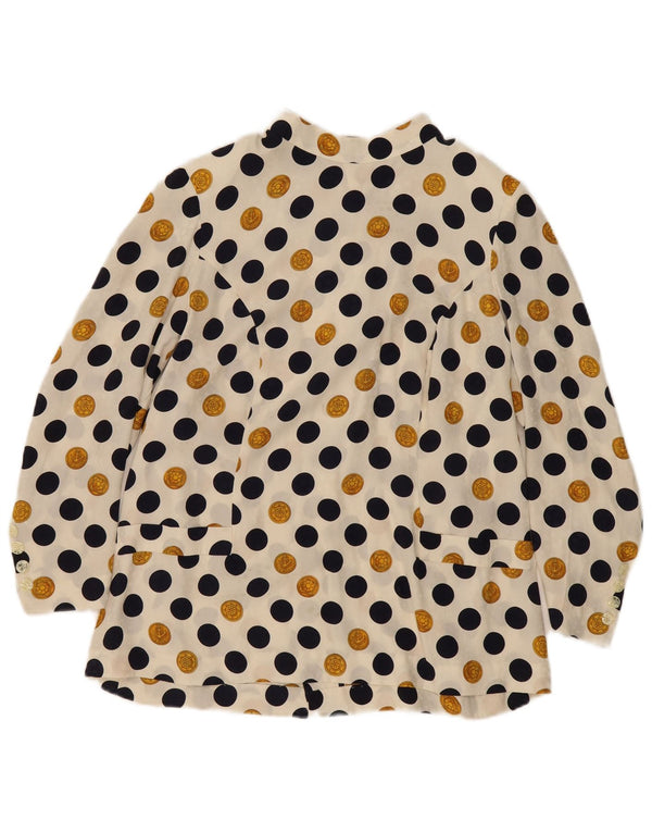 Blusa feminina vintage UK 16 grande bolinha bege