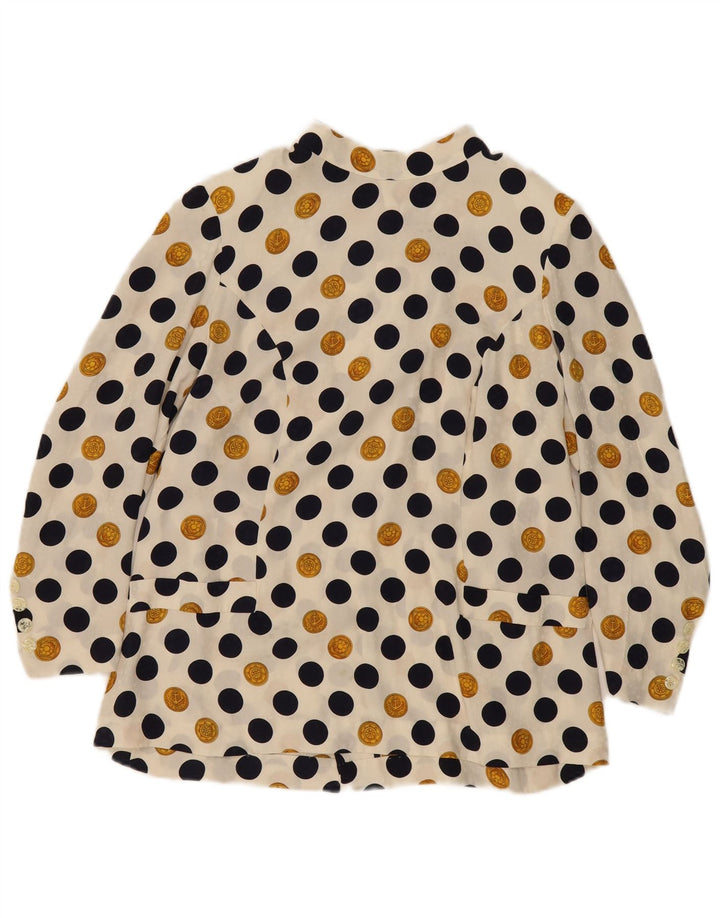Blusa feminina vintage UK 16 grande bolinha bege