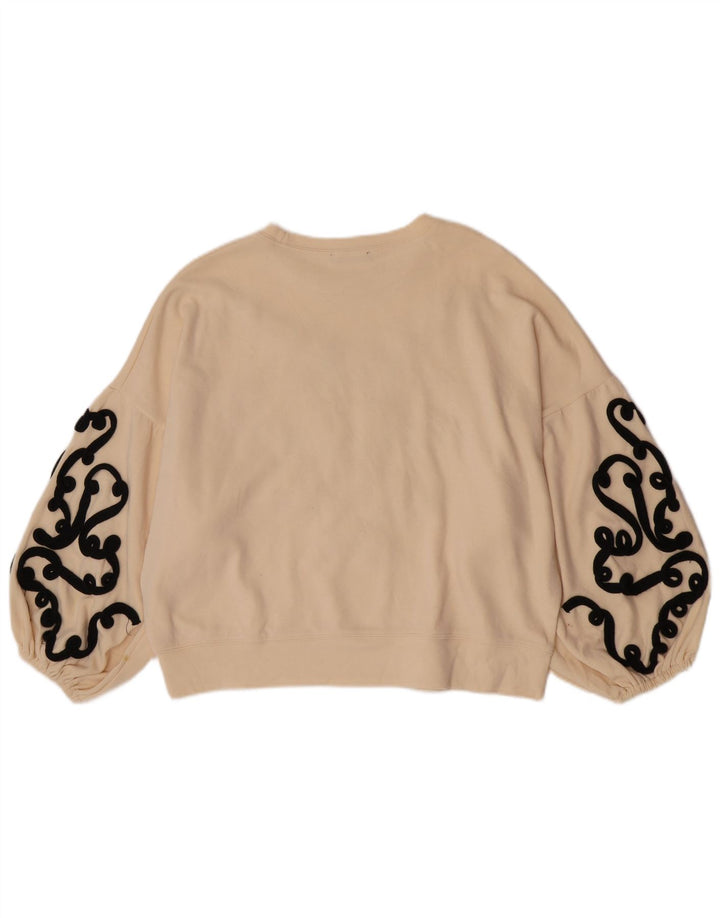 Zara Womens Crop Oversized Moletom Jumper Reino Unido 10 Pequeno Bege