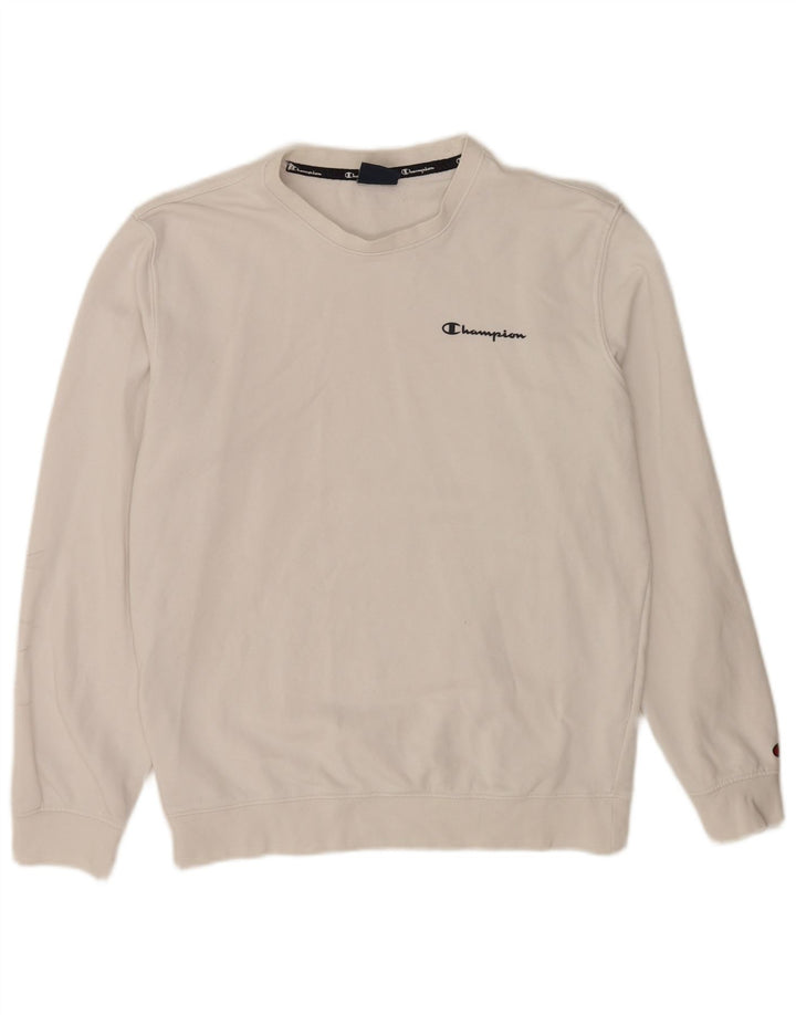 Champion feminino regular fit moletom jumper UK 14 médio algodão branco