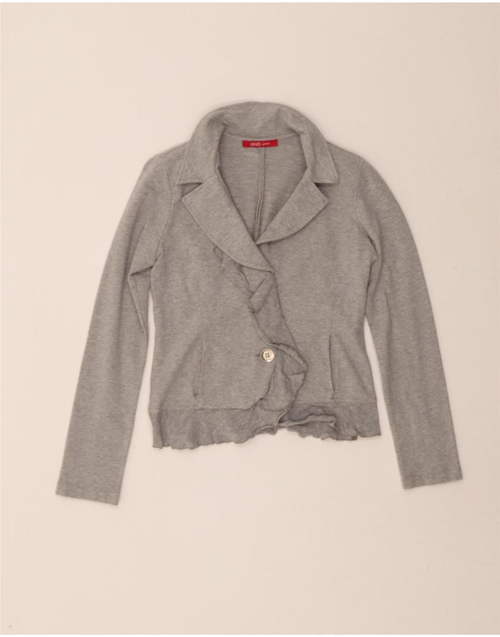 LIU JO Girls Cardigan Sweater 10-11 Years Grey Cotton Vintage Liu Jo and Second-Hand Liu Jo from Messina Hembry 