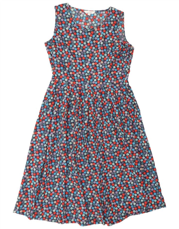 Vestido feminino Seasalt Cornwall A-Line Reino Unido 14 grande multicolorido manchado