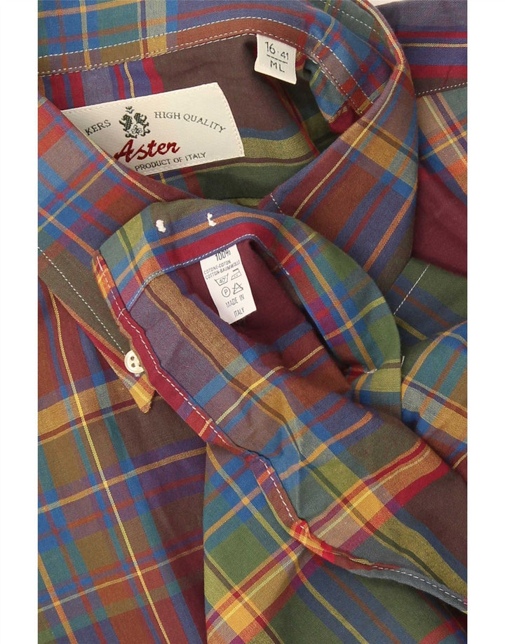Camisa masculina Aster tamanho 41 16 grande algodão xadrez multicolorido