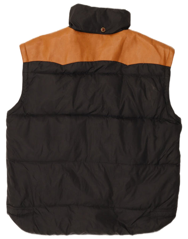 Colete acolchoado masculino vintage UK 42 XL preto colorblock