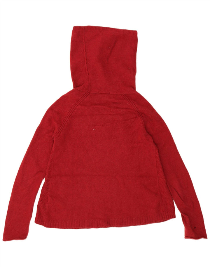 Suéter feminino Jigsaw com gola redonda Reino Unido 12 lã de cordeiro vermelha média
