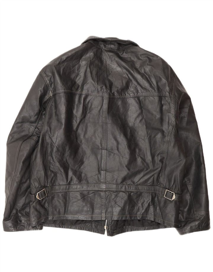 Jaqueta de couro masculina VINTAGE IT 50 grande couro preto