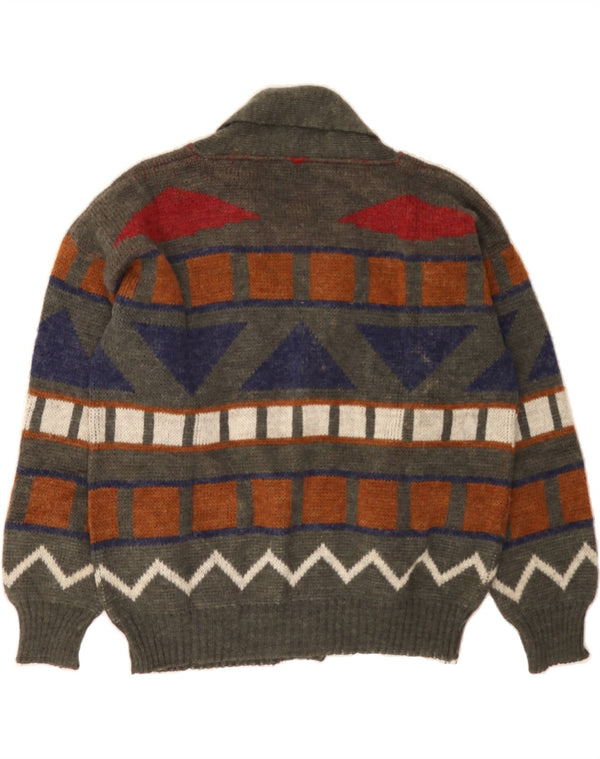 Suéter cardigã masculino MANNA tamanho 50 acrílico geométrico cinza médio