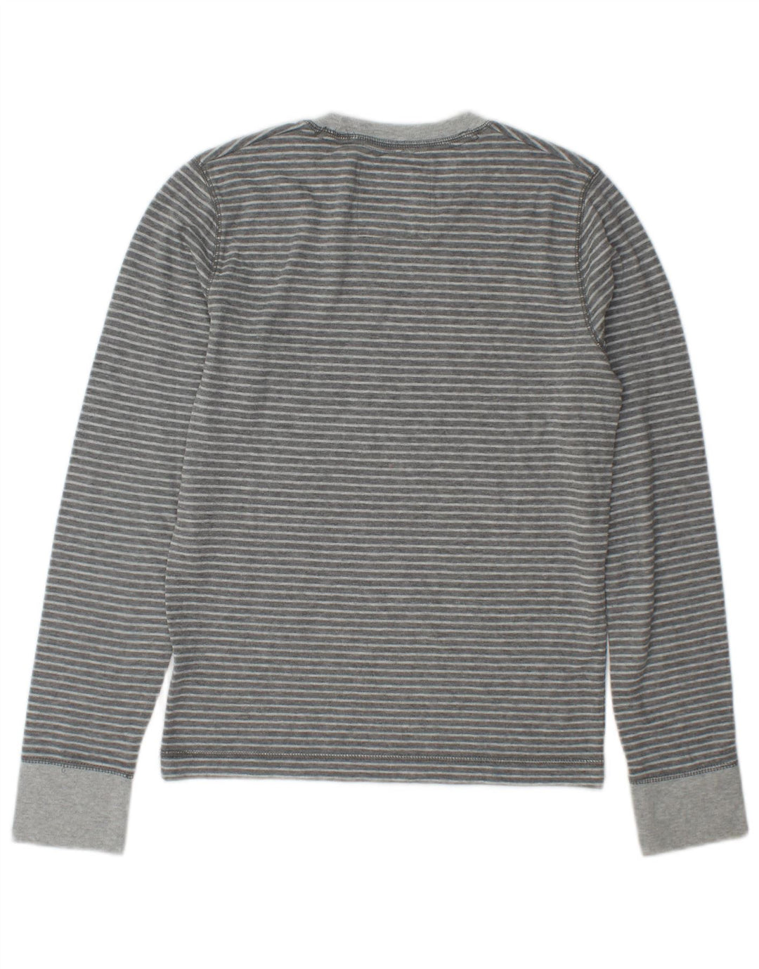 Top masculino Hollister manga comprida listrado cinza pequeno