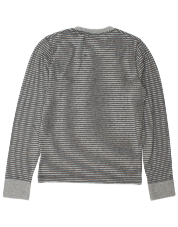 Top masculino Hollister manga comprida listrado cinza pequeno