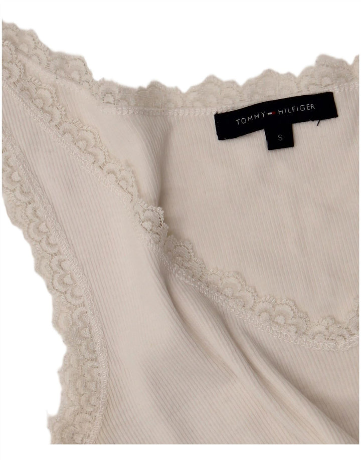 Tommy Hilfiger Colete Feminino Top UK 8 Pequeno Branco