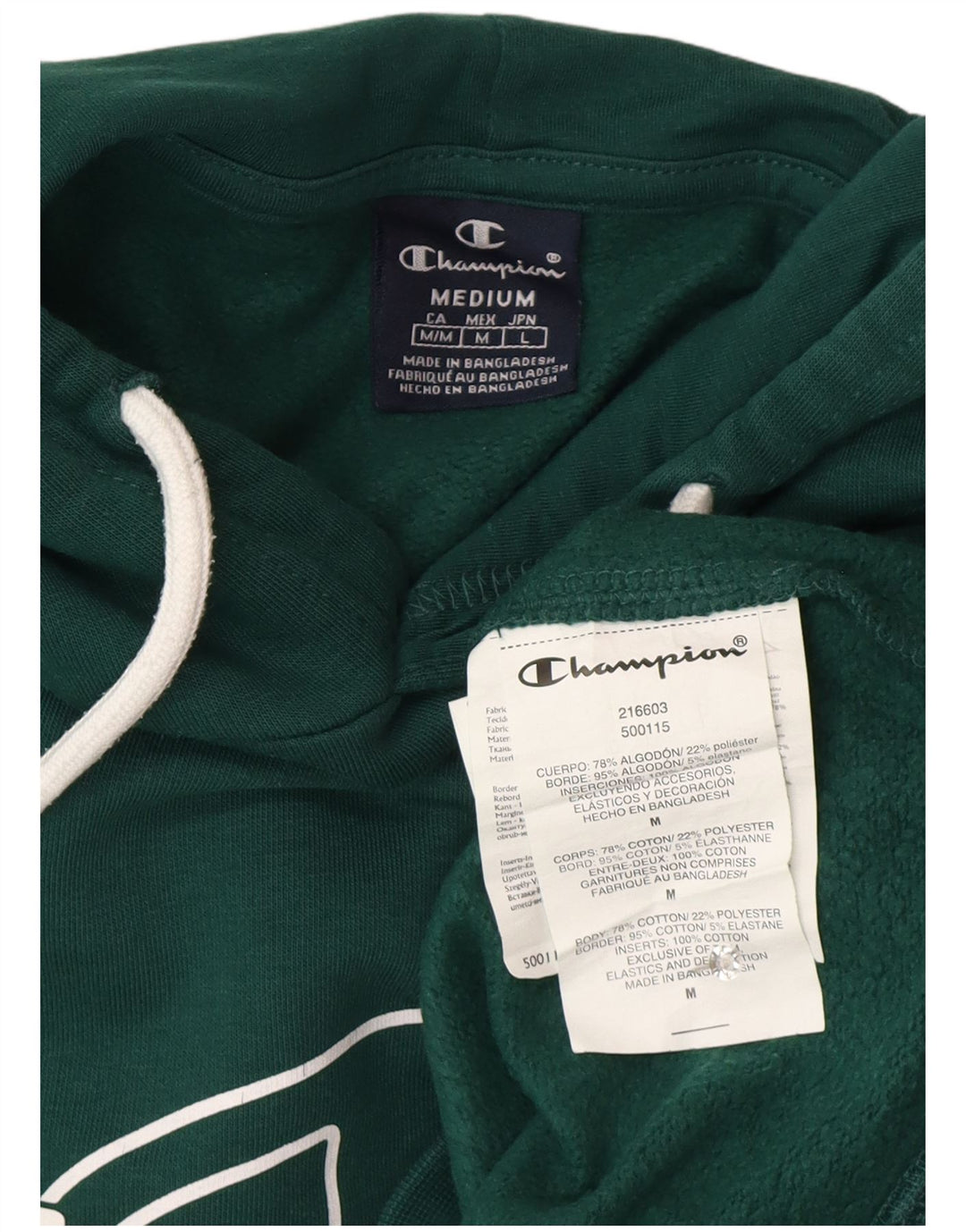 Jumper com capuz gráfico masculino Champion algodão verde médio