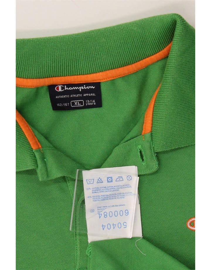 CHAMPION Boys Polo Shirt 13-14 Years XL Green Cotton Vintage Champion and Second-Hand Champion from Messina Hembry 