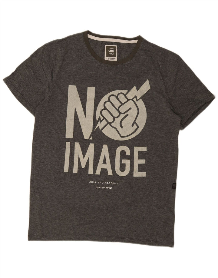 Camiseta G-STAR masculina gráfica grande algodão cinza