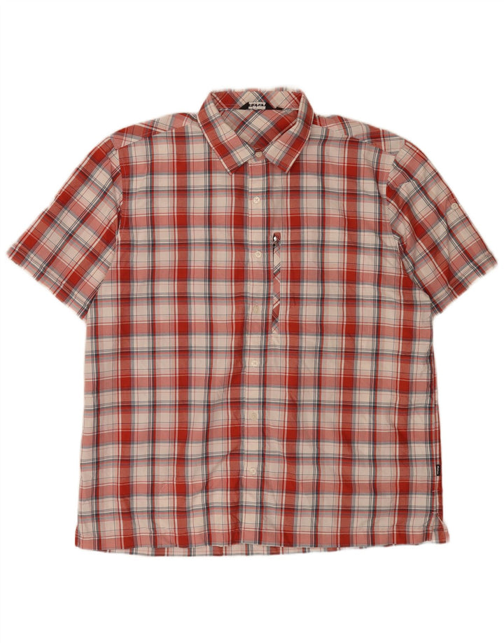 Rohan Camisa masculina de manga curta XL poliamida xadrez vermelha