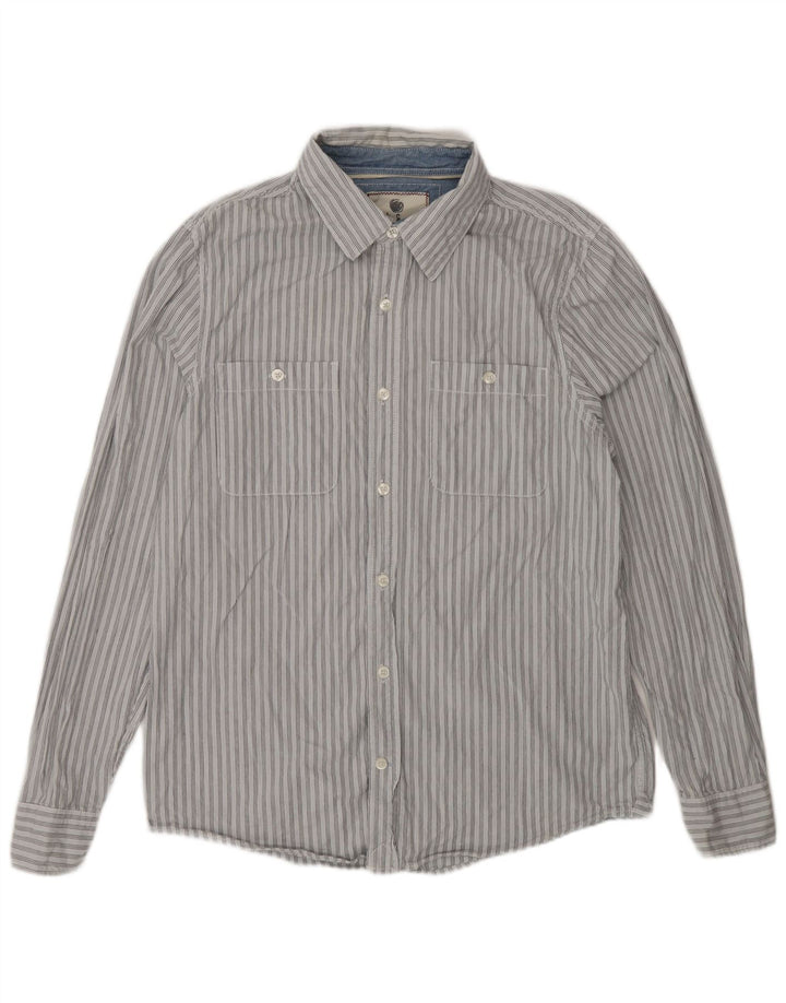 Camisa masculina Fat Face de algodão listrado azul médio