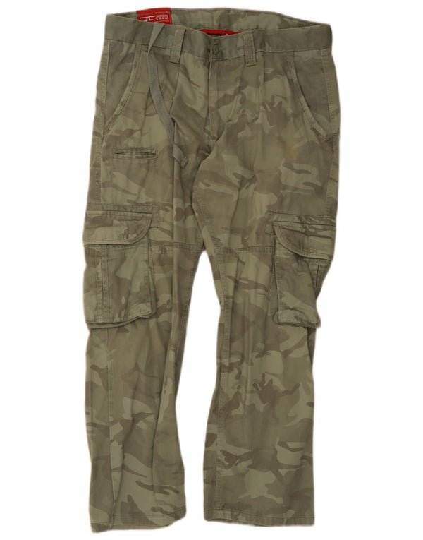 Calça cargo reta masculina Jordan Craig W36 L32 algodão camuflado verde