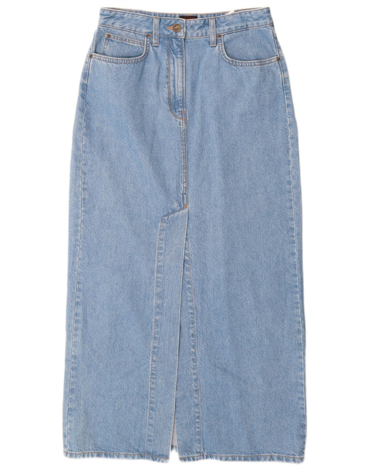 Saia jeans maxi feminina Lee W28 algodão azul médio