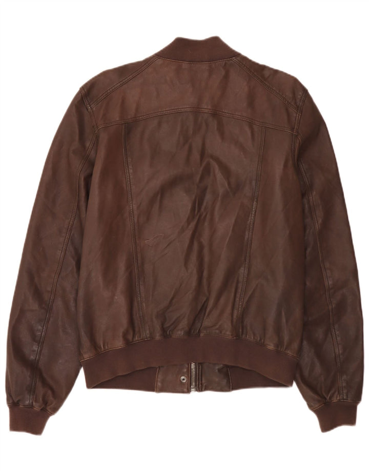 Jaqueta de couro masculina vintage UK 40 grande marrom