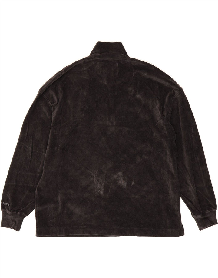 CALVIN KLEIN JEANS Mens Oversized Zip Neck Sweatshirt Jumper Small Black Vintage Calvin Klein Jeans and Second-Hand Calvin Klein Jeans from Messina Hembry 