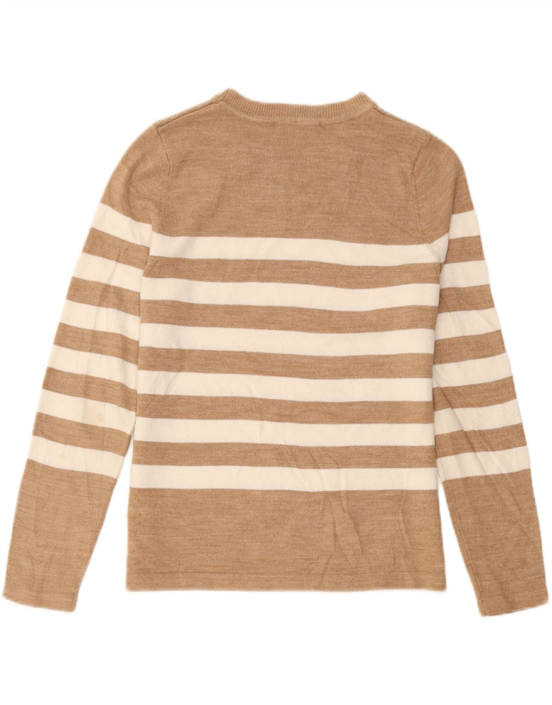 Suéter feminino Marks & Spencer com gola canoa e listrado bege médio Reino Unido 12