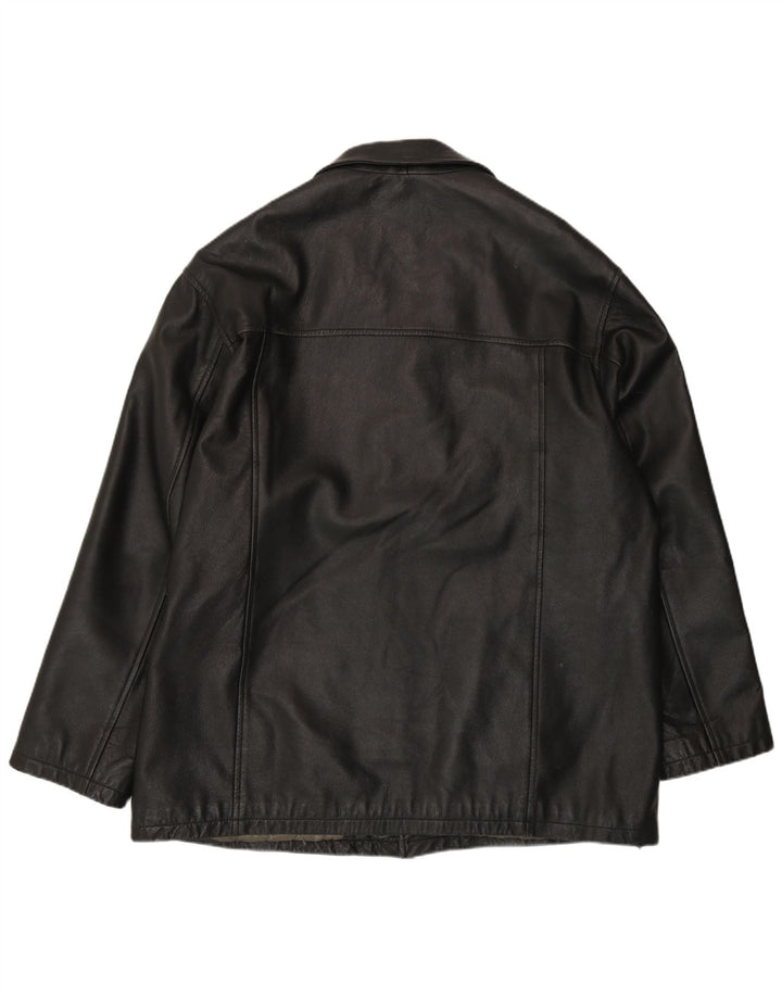 Jaqueta de couro masculina vintage UK 44 2XL couro preto
