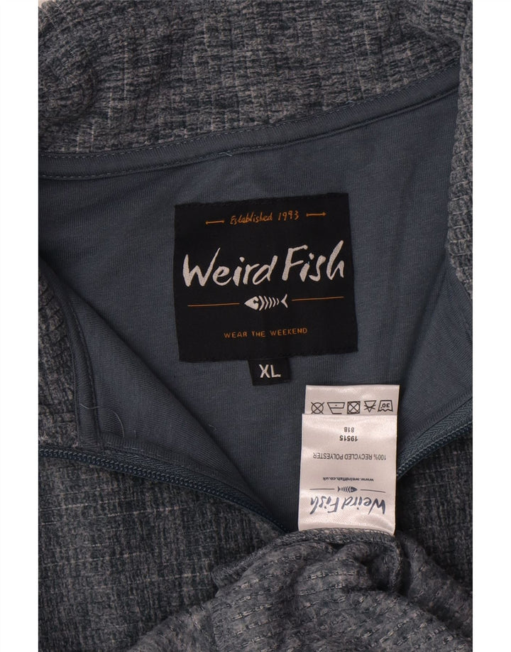 WEIRD FISH Suéter masculino com zíper e pescoço UK 18 XL poliéster manchado cinza