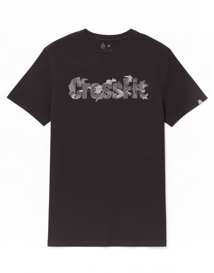 Reebok Mens Graphic T-Shirt Top Médio Algodão Preto
