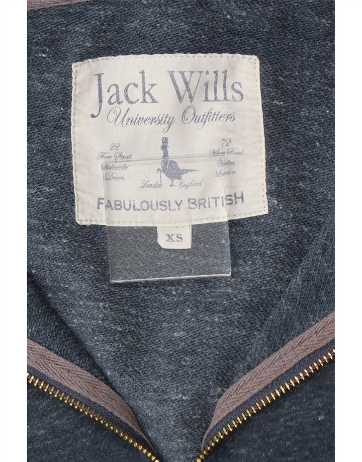 JACK WILLS Mens Graphic Zip Hoodie Sweater XS Blue Flecked Vintage Jack Wills and Second-Hand Jack Wills from Messina Hembry 