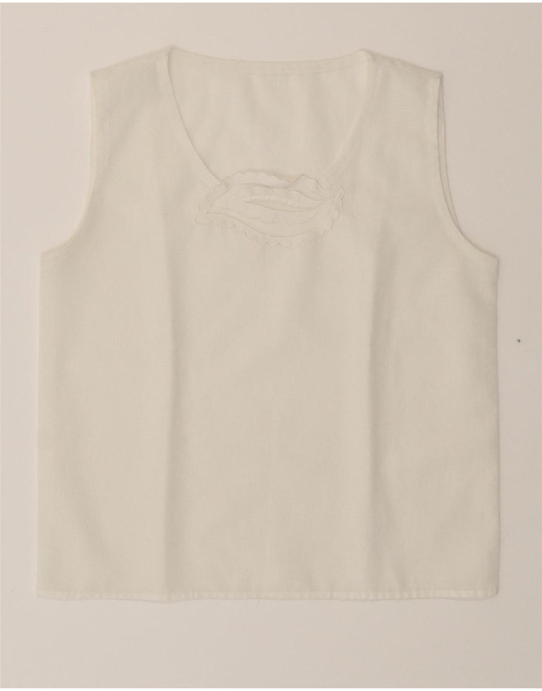 VINTAGE Womens Sleeveless Blouse Top UK 12 Medium White Cotton Vintage Vintage and Second-Hand Vintage from Messina Hembry 