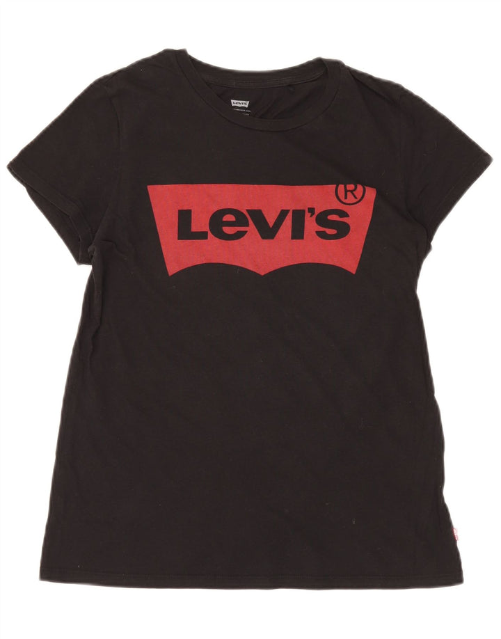 Camiseta feminina gráfica LEVI'S Reino Unido 12 pequeno algodão preto