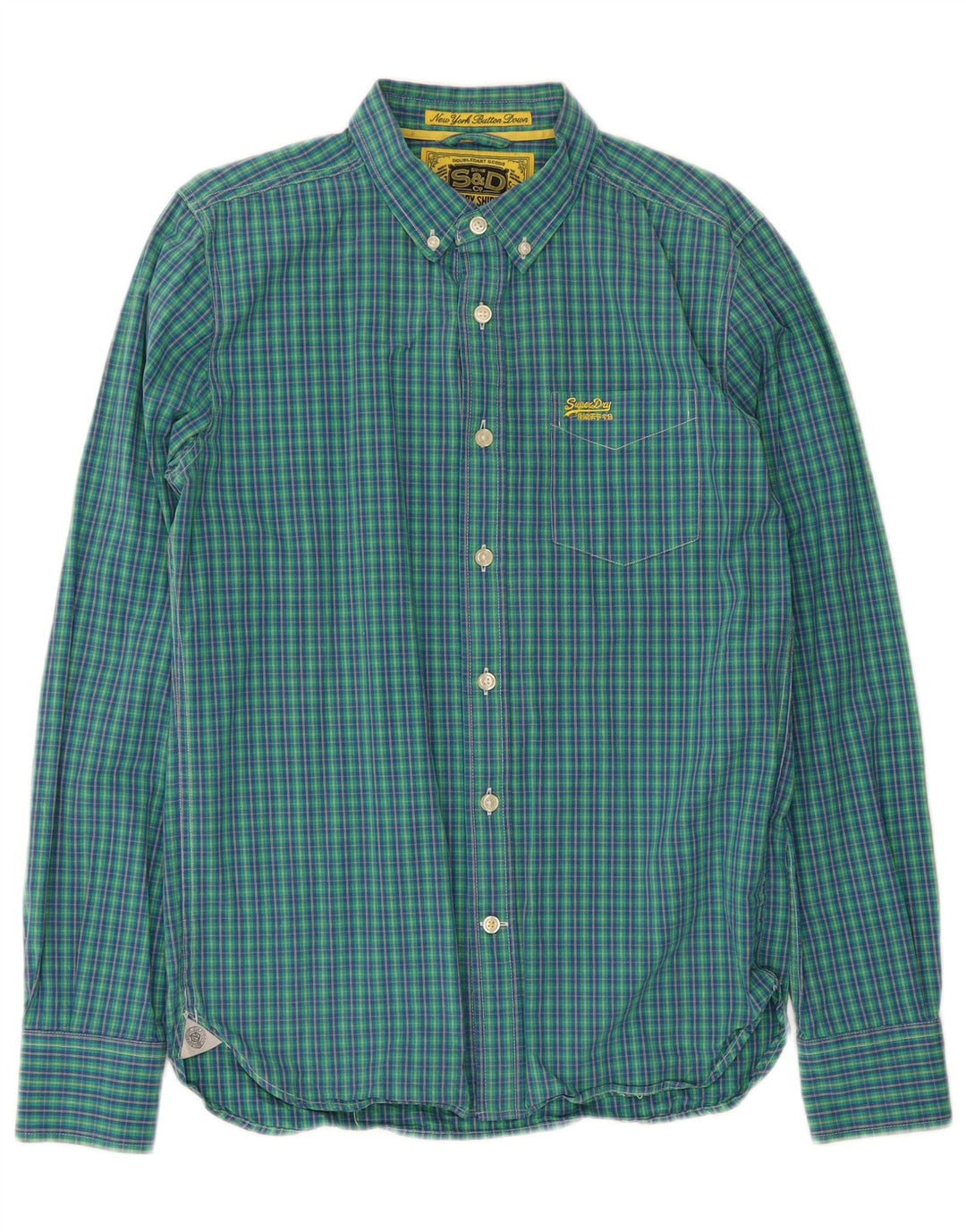 Camisa masculina Superdry grande algodão xadrez azul