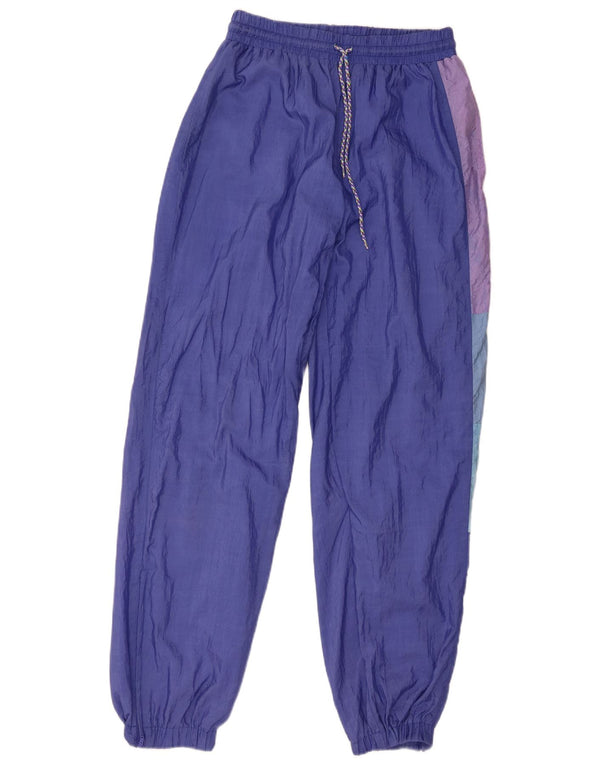 Calça de treino masculina vintage joggers pequeno roxo colorblock nylon