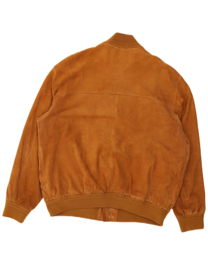 Jaqueta bomber masculina vintage de camurça UK 40 grande marrom