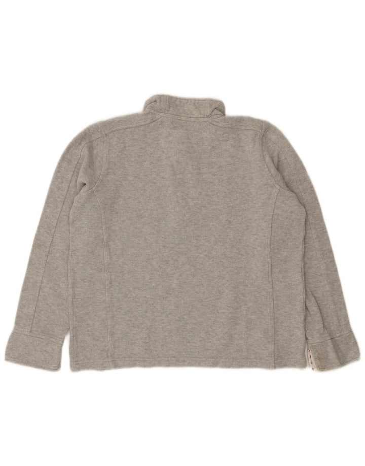 Suéter feminino Orvis com gola e zíper UK 14 algodão cinza médio